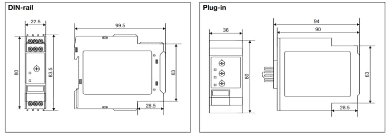 Mechanical Drawing - Carlo Gavazzi DPA Three-Phase Monitoring Relays Mechanical Drawing - Carlo Gavazzi DPA Three-Phase Monitoring Relays